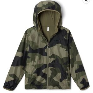 Columbia Youth Reversible Pixel Grabber Rain Jacket (Stone Green Mod Camo, M)